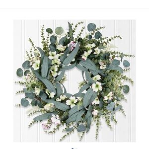 Green and White Floral Wreath